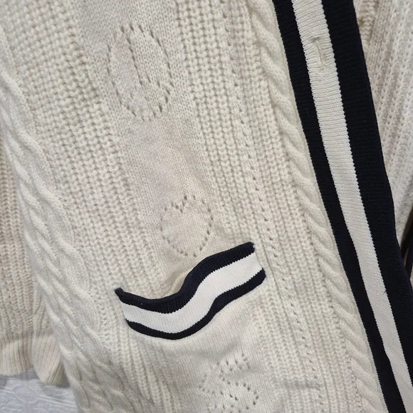 Sandro Esperance Pointelle Wool Cardigan In Ecru - Picture 6 of 16